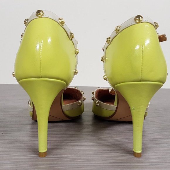 Halogen Martine Studded T-Strap Pump, Citrus Color Leather Womens Size 5 - Picture 6 of 12